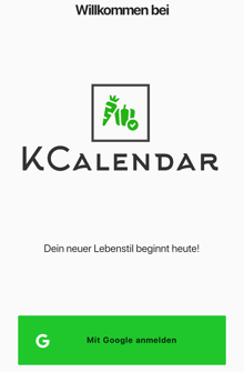 KCalendar login screen